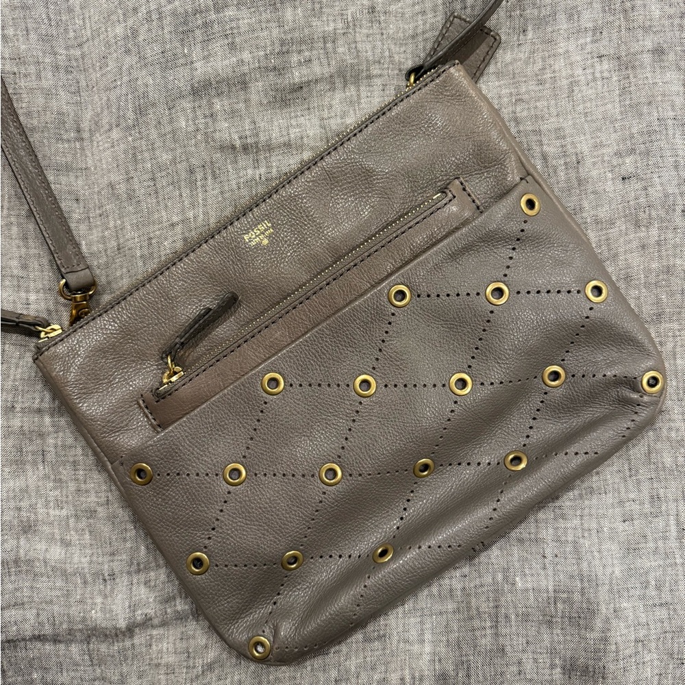 Gray Fossil Crossbody Purse